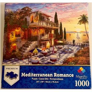 Mediterranean Romance 1000 Piece Puzzle COMPLETE Scenic Sunset Villa Italy Coast